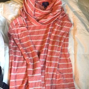 “City Streets” peach white sweater